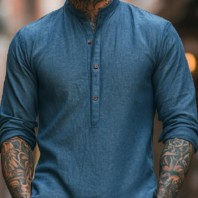 Men's Classic Casual Henley Collar Long Sleeve Shirt 31314006F sold by Manly product image thumbnail 3