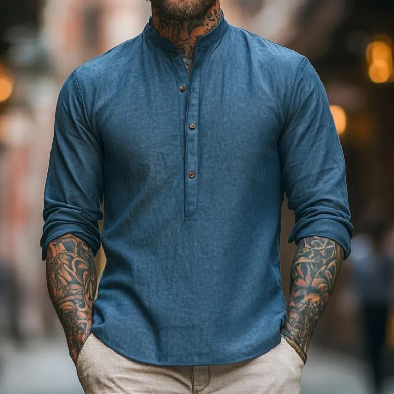 Men's Classic Casual Henley Collar Long Sleeve Shirt 31314006F sold by Manly product image thumbnail 2