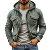 Men's Retro Solid Lapel Multi-pocket Cargo Jacket 21376307Z sold by Manly