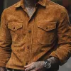 Men's Vintage Suede Lapel Long Sleeve Shirt 92732866F sold by Manly
