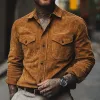 Men's Vintage Suede Lapel Long Sleeve Shirt 92732866F sold by Manly