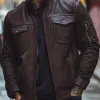Men's Classic Stand Collar Slim Fit Multi-Pocket Leather Jacket 41446392F sold by Manly