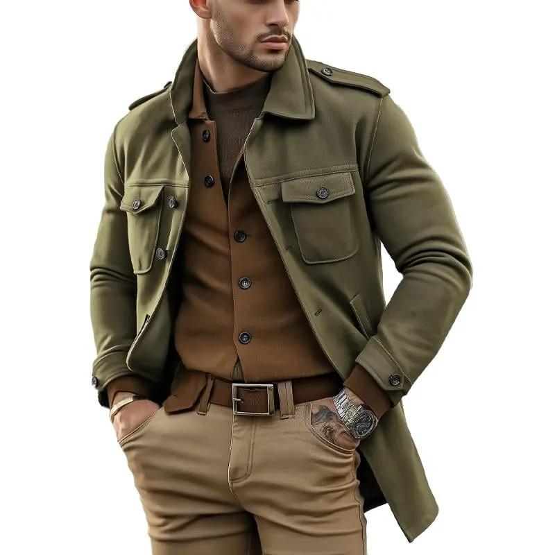 Men's Solid Color Single Breasted Trench Coat 29032718X sold by Manly