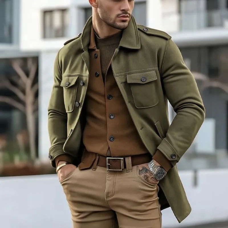 Men's Solid Color Single Breasted Trench Coat 29032718X sold by Manly product image thumbnail 2