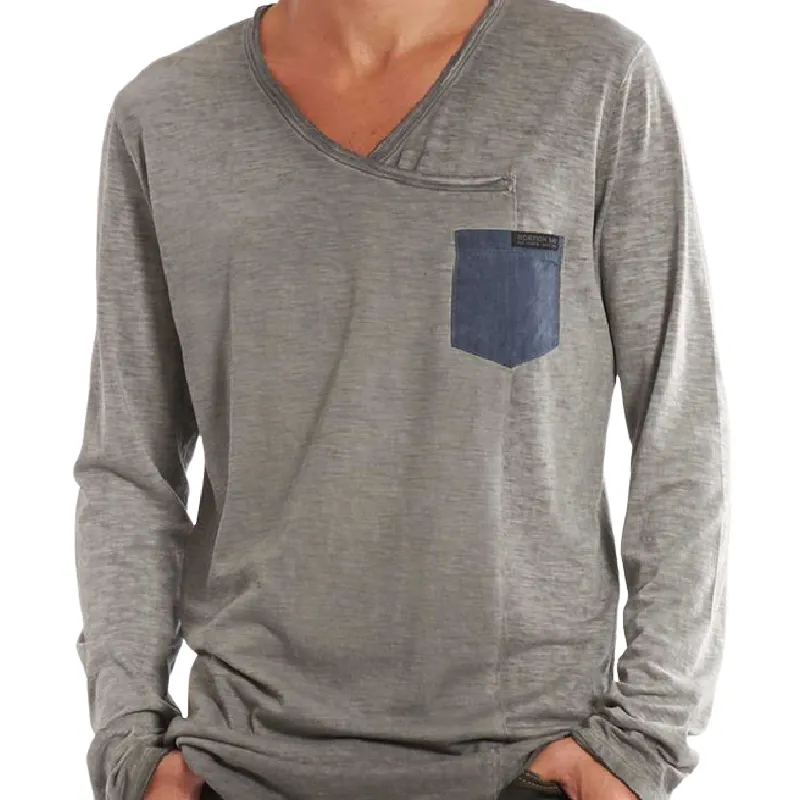 Men's Classic V-neck Long Sleeve Casual T-shirt 06685090F sold by Manly product image thumbnail 2