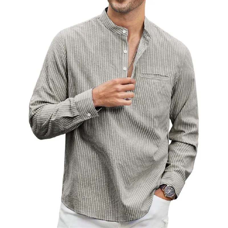 Men's Classic Crew Neck Striped Long Sleeve T-Shirt 15161804F sold by Manly