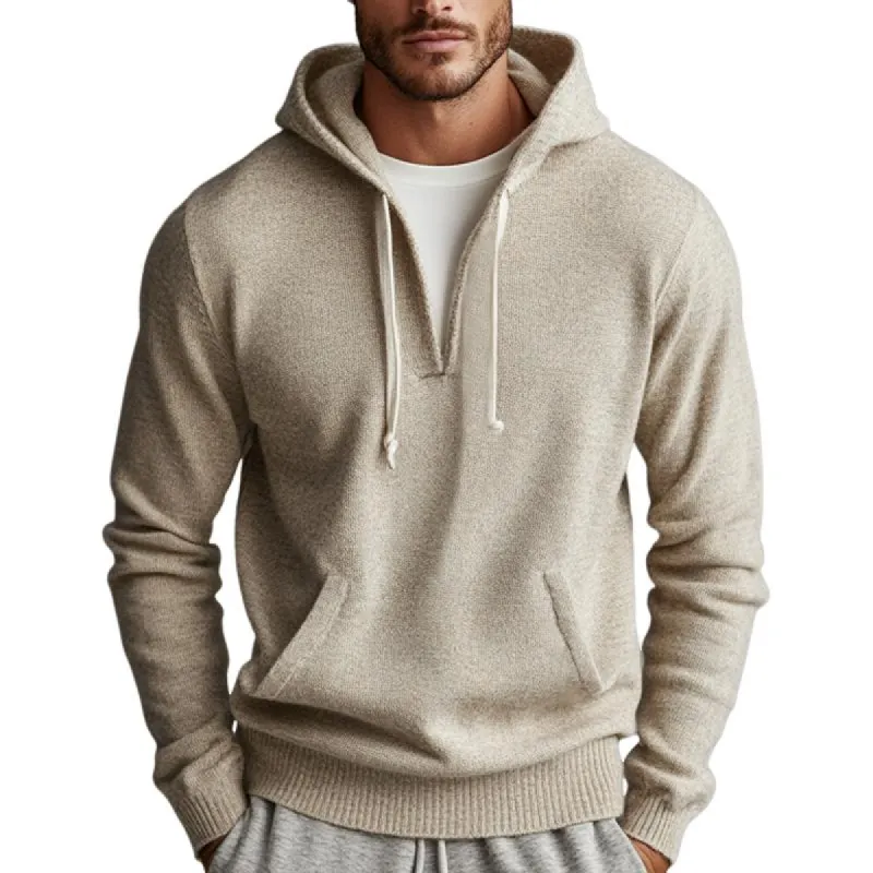 Men's Casual Beige Knitted Hoodie 81185141U sold by Manly