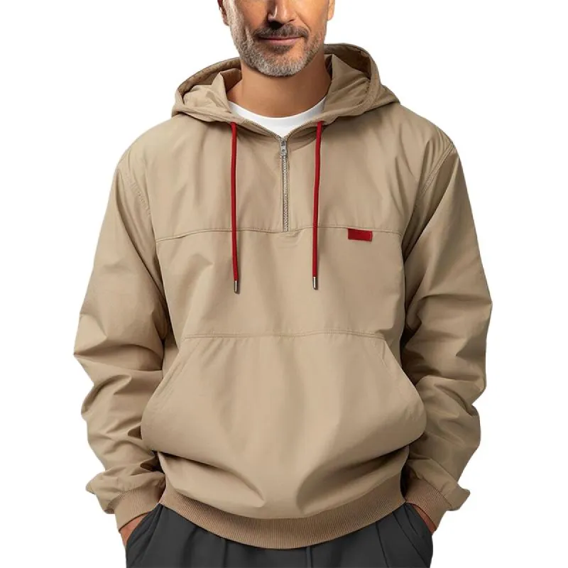 Men's Khaki Half Zip Hoodie 48626255U sold by Manly