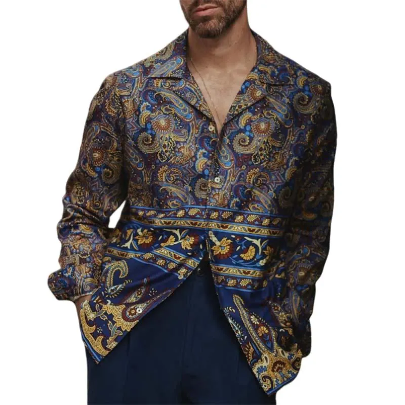 Men's Vintage Casual Fashionable 3D Printed LongSleeve Shirt 66759064K sold by Manly