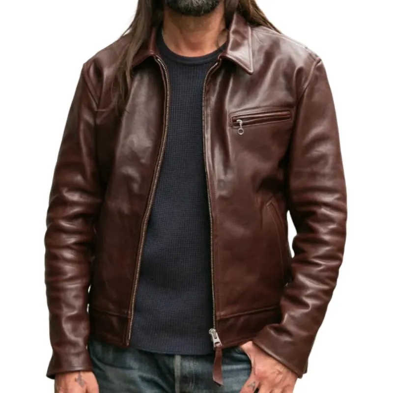 Men's Classic Vintage Lapel Zipper Leather Jacket 82432754K sold by Manly