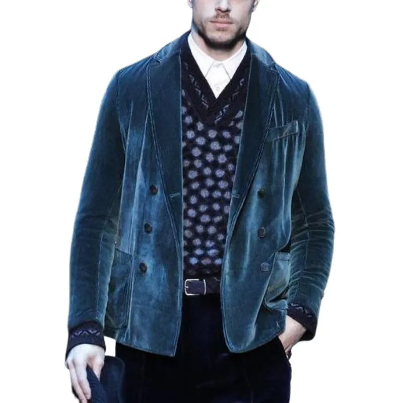 Men's Classic Vintage Double Breasted Velvet Blazer 72620657K sold by Manly