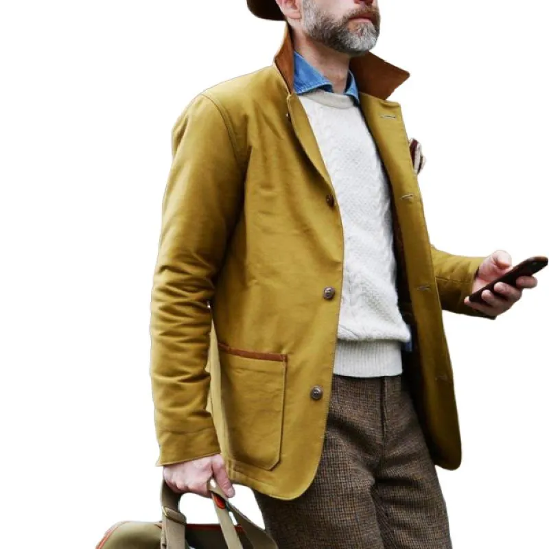 Men's Classic Casual Collar Patchwork Single-Breasted Jacket 78818344K sold by Manly