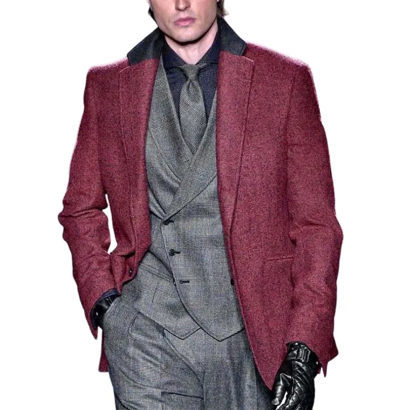 Men's Classic Casual Patchwork Collar Woolen Blazer 60232906K sold by Manly