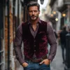 Men's Vintage Velvet V-neck Single-breasted Slim Vest 79289311M sold by Manly