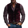 Men's Vintage Velvet V-neck Single-breasted Slim Vest 79289311M sold by Manly