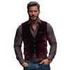 Men's Vintage Velvet V-neck Single-breasted Slim Vest 79289311M sold by Manly