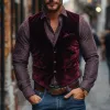 Men's Vintage Velvet V-neck Single-breasted Slim Vest 79289311M sold by Manly