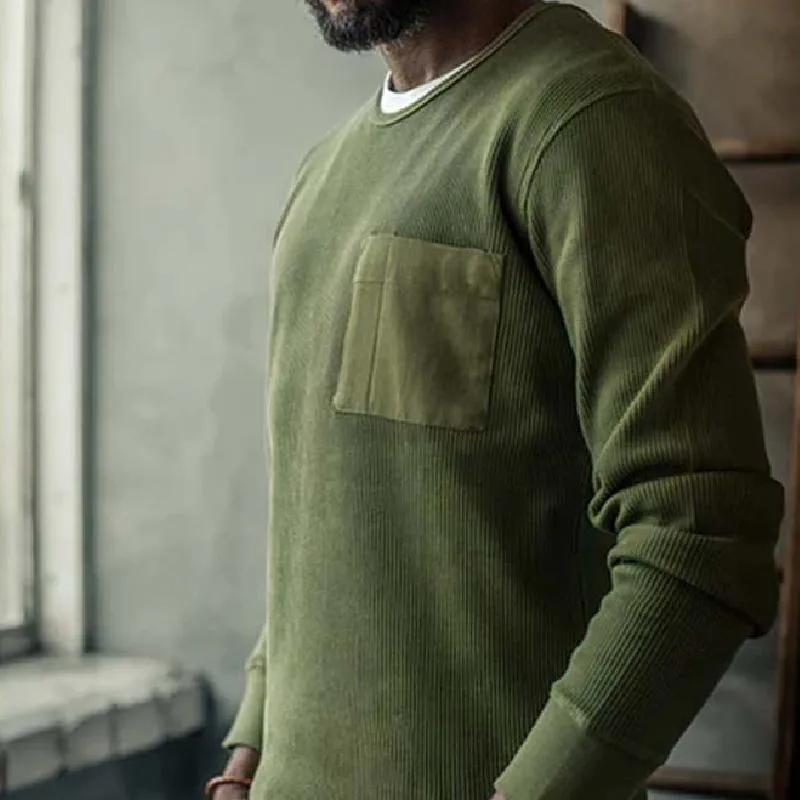 Men's Classic Casual Patchwork Pocket Knitted Long Sleeve T-Shirt 10572771K sold by Manly product image thumbnail 2