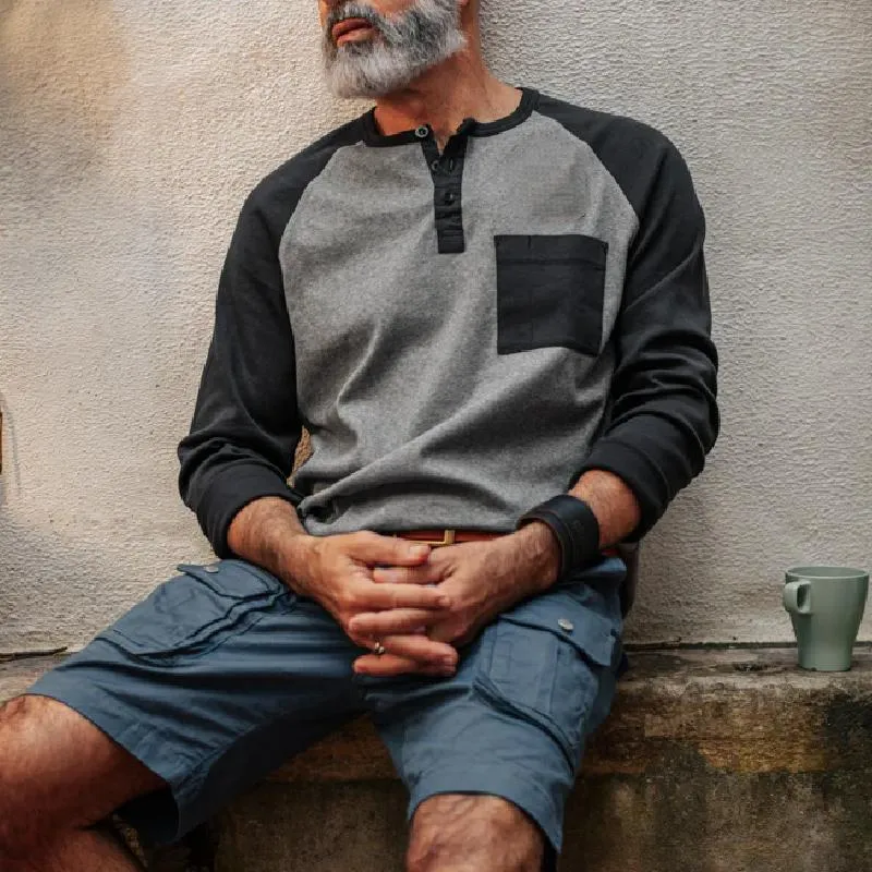 Men's Classic Casual Patchwork Pocket Long SleeveT-Shirt 62176619K sold by Manly product image thumbnail 3