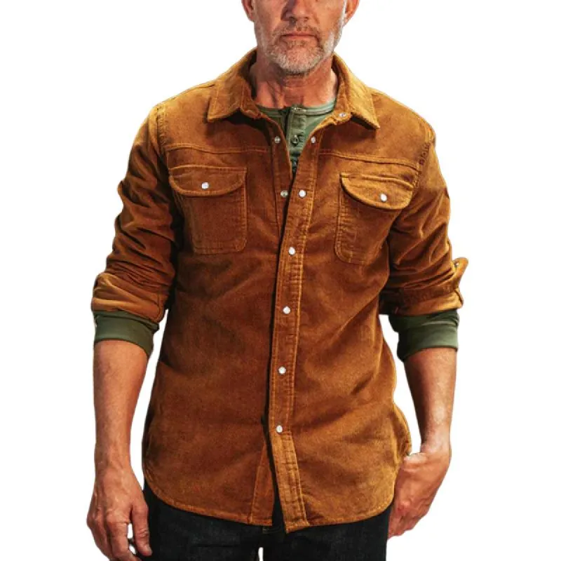 Men's Classic Retro Casual Slim Fit Corduroy Long Sleeve Shirt 59105203K sold by Manly