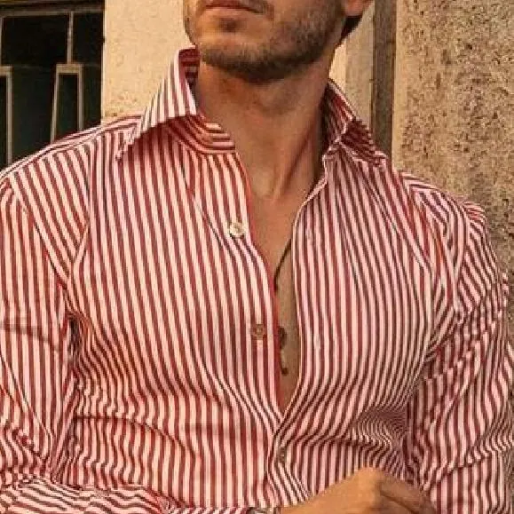 Men's Classic Casual Slim Fit Vertical Striped Long Sleeve Shirt 13703341K sold by Manly product image thumbnail 3