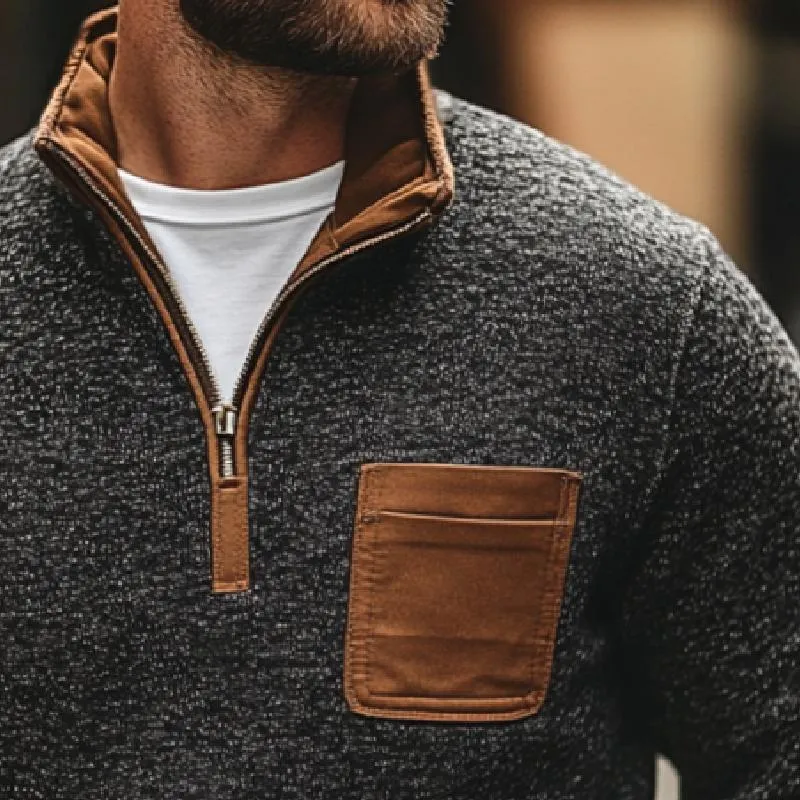 Men's Vintage Casual Heathered Pocket Zipper Sweater 13339950TO sold by Manly product image thumbnail 3