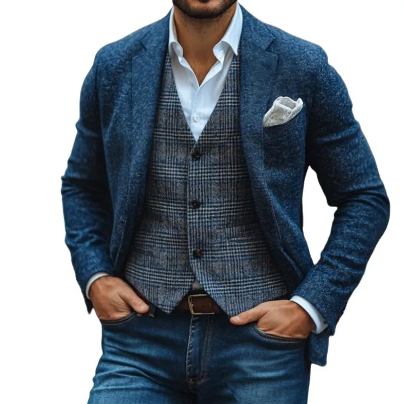 Men's Retro Casual Heathered Straight Shoulder Blazer 50479547TO sold by Manly