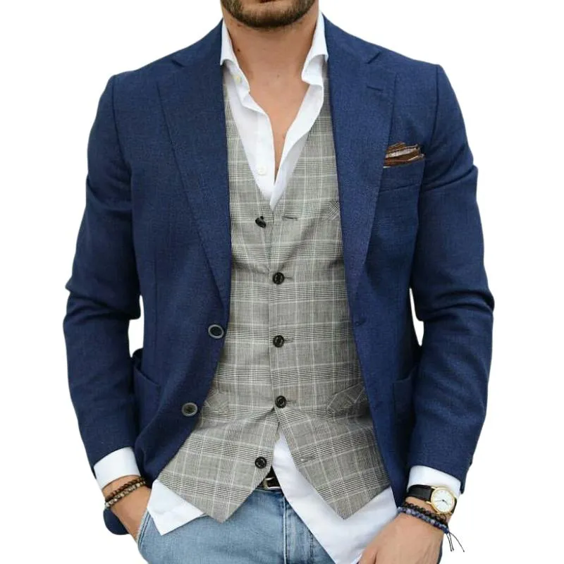 Men's Vintage Casual Solid Pocket Blazer 06508710TO sold by Manly
