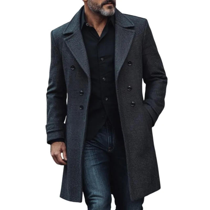 Men's Retro Casual Double Breasted Mid-Length Coat 38542000TO sold by Manly