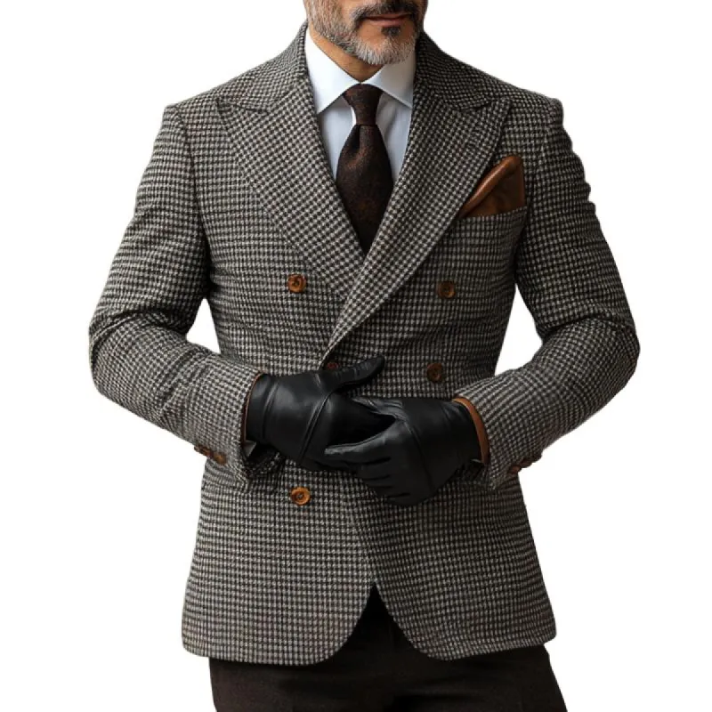 Men's Retro Casual Houndstooth Blazer 56886599TO sold by Manly