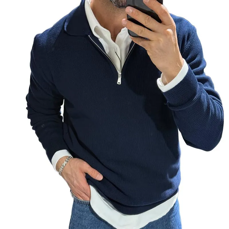 Men's Retro Casual Lapel Striped Sweater 91538222TO sold by Manly