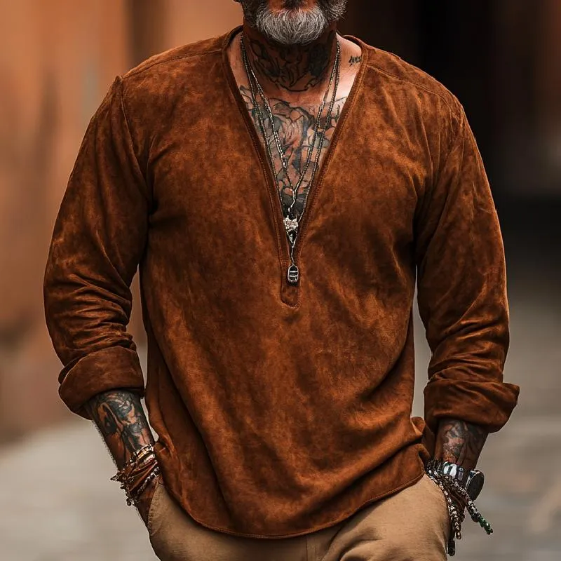 Men's Classic Personality Deep V Neck Long Sleeve T-shirt 34003263F sold by Manly product image thumbnail 2