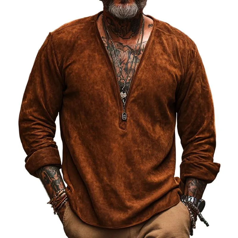 Men's Classic Personality Deep V Neck Long Sleeve T-shirt 34003263F sold by Manly