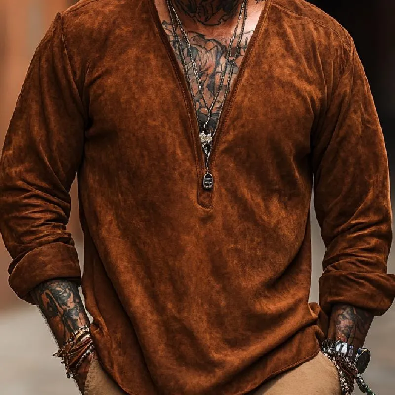 Men's Classic Personality Deep V Neck Long Sleeve T-shirt 34003263F sold by Manly product image thumbnail 3