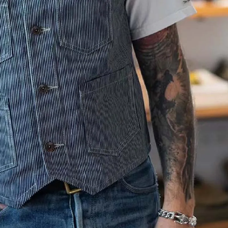 Men's Classic Retro Vertical Striped Work Vest 43181283K sold by Manly product image thumbnail 4