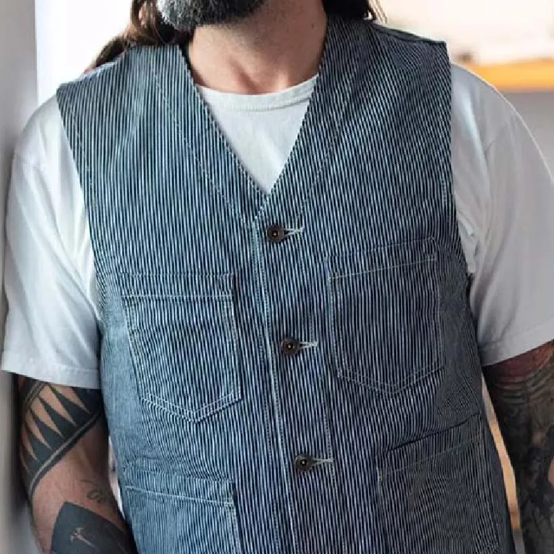 Men's Classic Retro Vertical Striped Work Vest 43181283K sold by Manly product image thumbnail 3