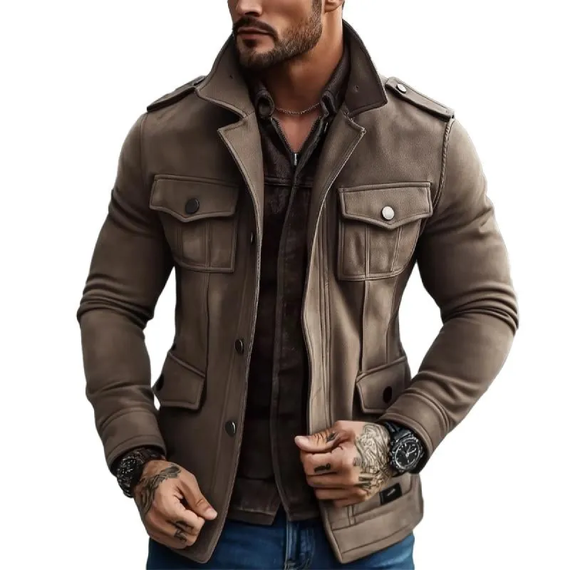 Men's Slim Fit Lapel Multi-pocket Jacket 15706756X sold by Manly