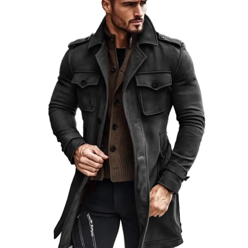 Men's Solid Color Slim Fit Mid-length Coat 74376977X sold by Manly
