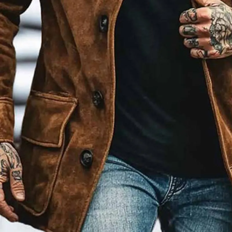 Men's Casual Loose Suede Lapel Coat 56404741X sold by Manly product image thumbnail 3