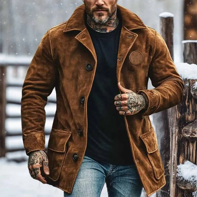 Men's Casual Loose Suede Lapel Coat 56404741X sold by Manly product image thumbnail 2