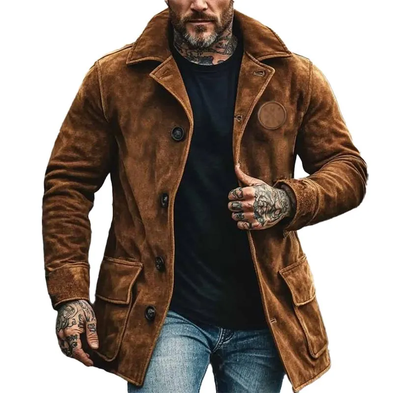 Men's Casual Loose Suede Lapel Coat 56404741X sold by Manly