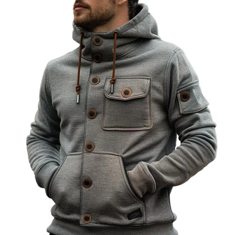 Men's Casual Loose Multi-pocket Hooded Jacket 88247522X sold by Manly