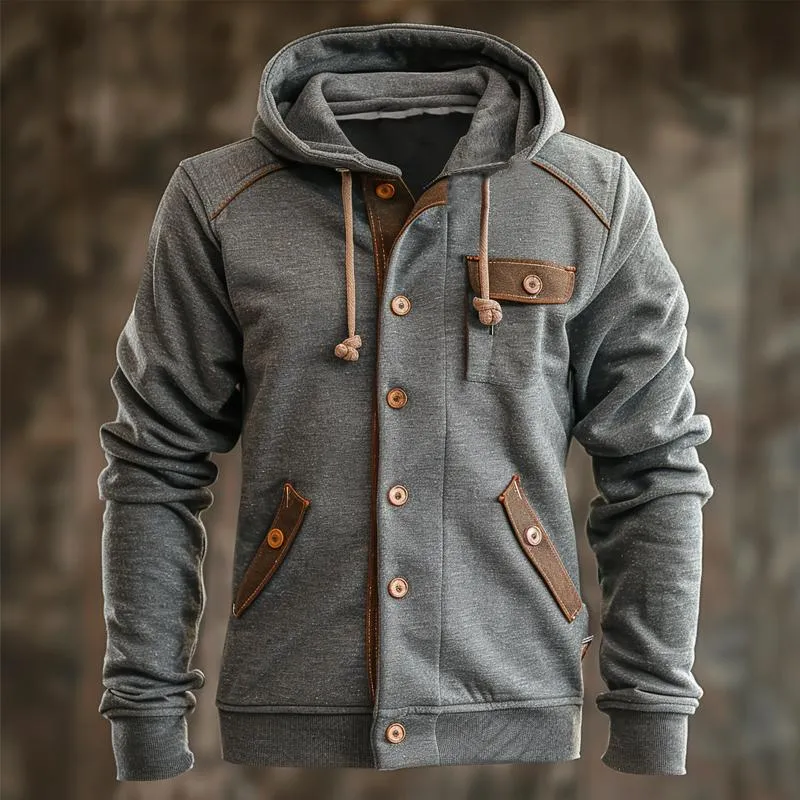 Men's Casual Patchwork Hooded Jacket 11473422X sold by Manly product image thumbnail 2