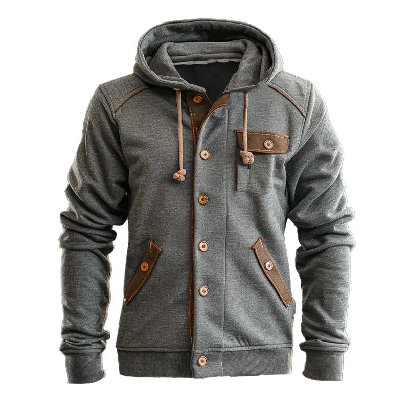 Men's Casual Patchwork Hooded Jacket 11473422X sold by Manly