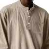 Men's Solid Loose Henley Collar Long Sleeve Casual T-shirt 80684155Z sold by Manly
