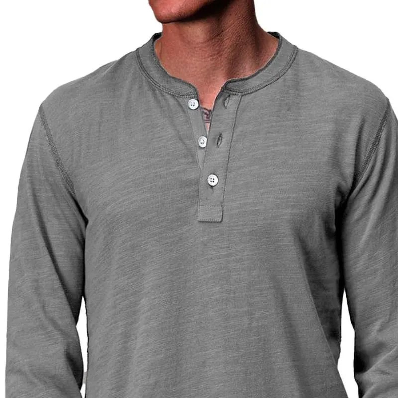 Men's Solid Loose Henley Collar Long Sleeve Casual T-shirt 05532025Z sold by Manly product image thumbnail 2
