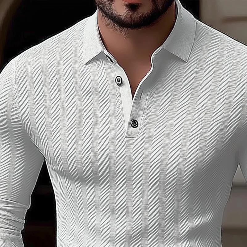 Men's Solid Color Lapel Long Sleeve Casual Polo Shirt 30981542Z sold by Manly product image thumbnail 3