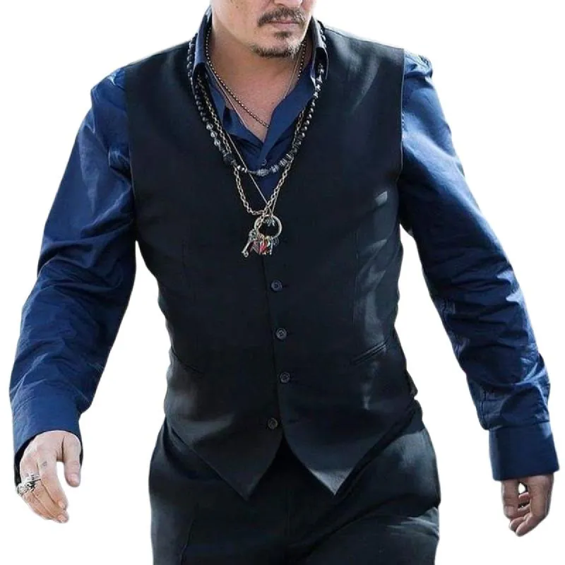 Men's Dark Blue V-neck Vest 45507381U sold by Manly