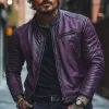 Men's Classic All-match Stand Collar Leather Jacket 75476161F sold by Manly