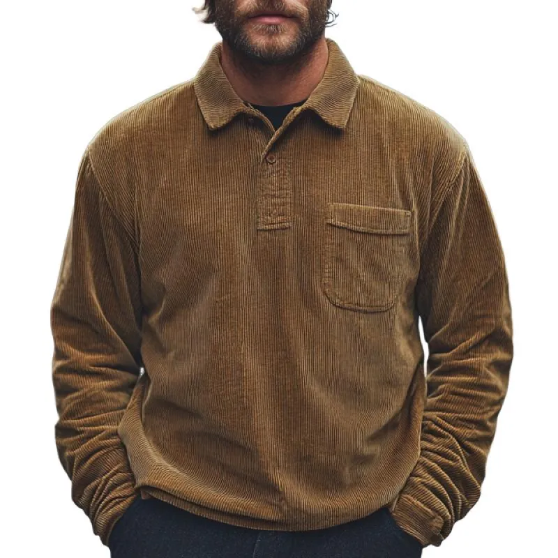 Men's Classic Premium Corduroy Long Sleeve Polo Shirt 03895786F sold by Manly
